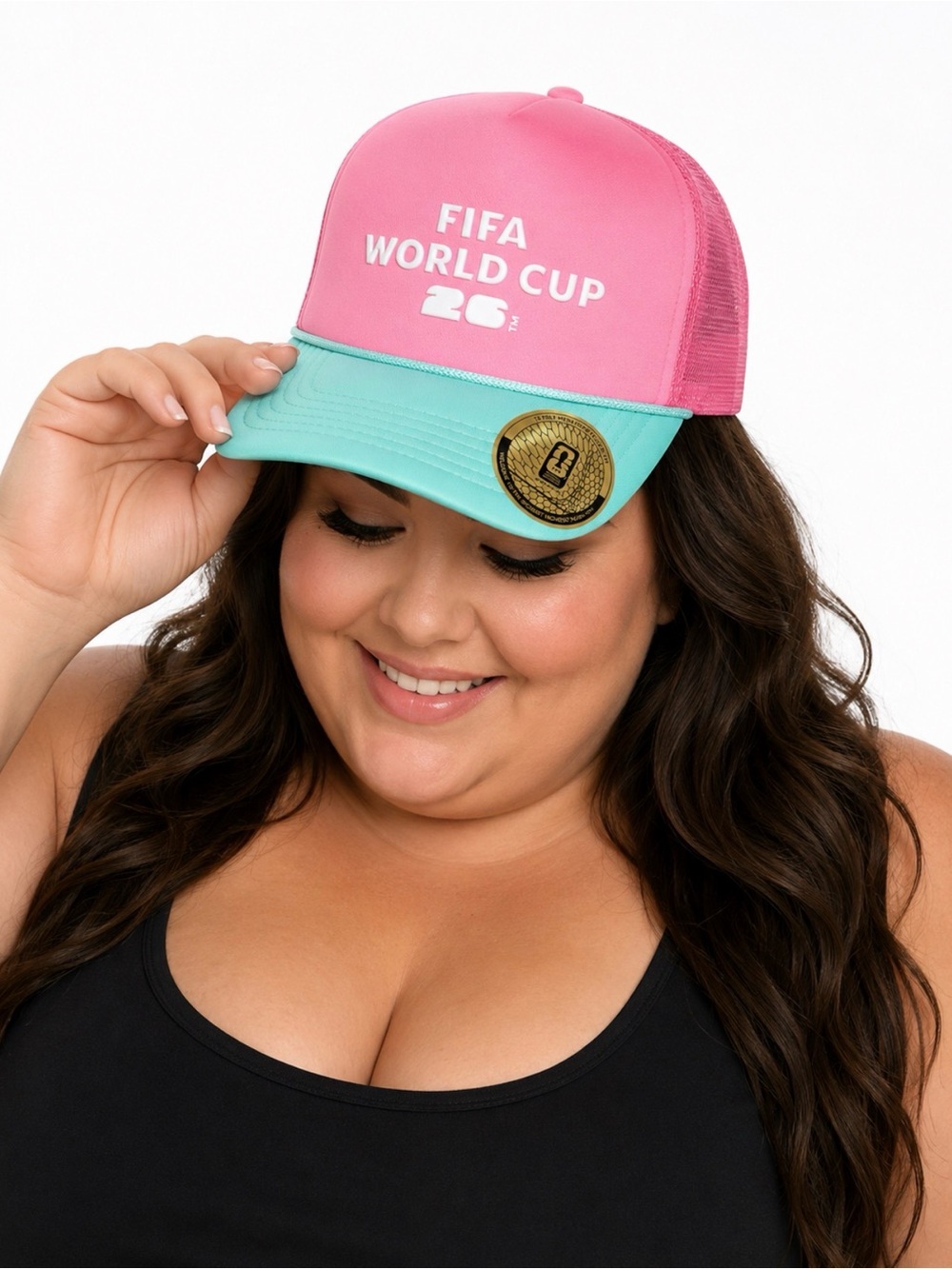 FIFA World Cup 26 Women's Two-Tone Pink & Mint Trucker Hat NWT
